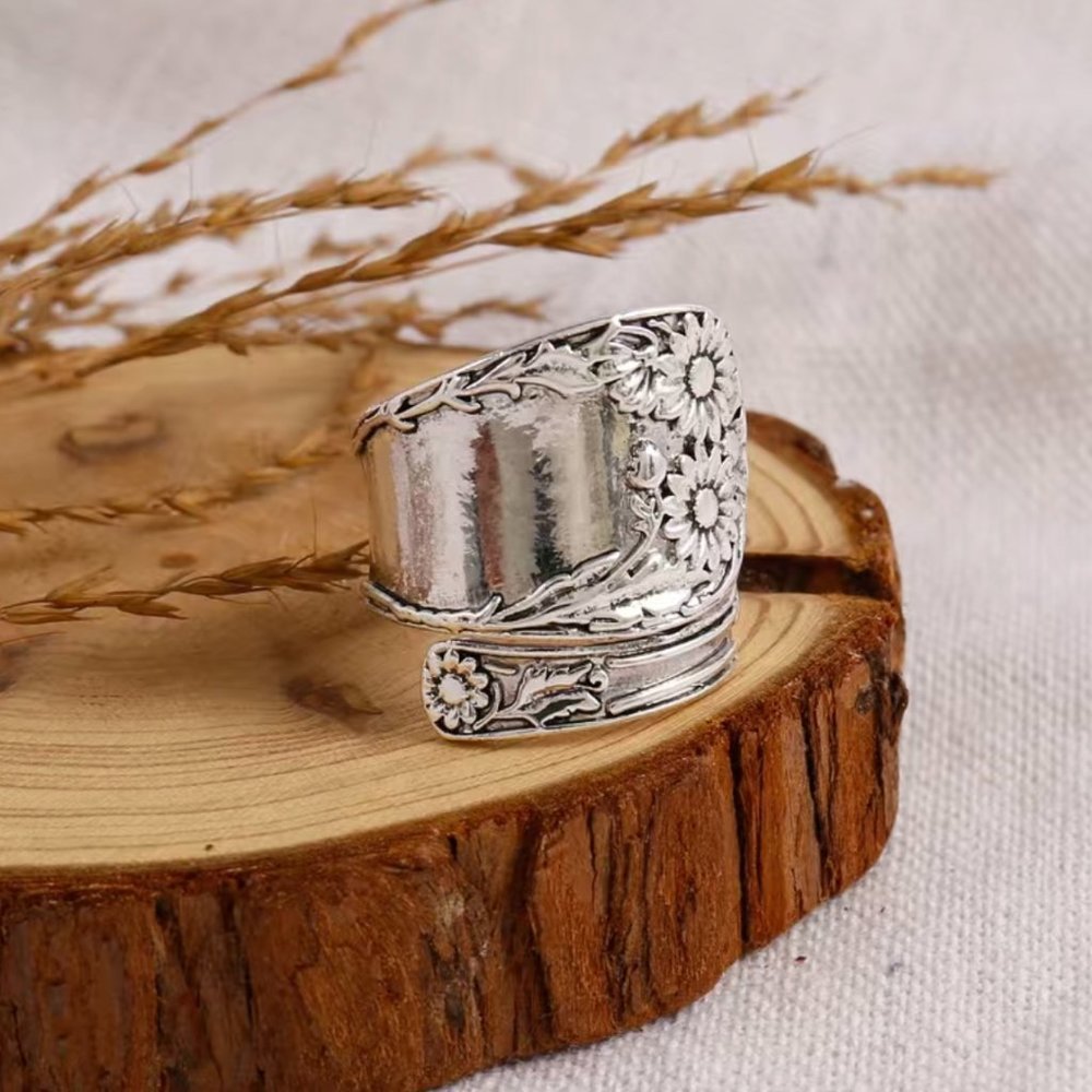 Boho Daisy or Sunflower Spoon Ring #760 - Picture 5 of 10